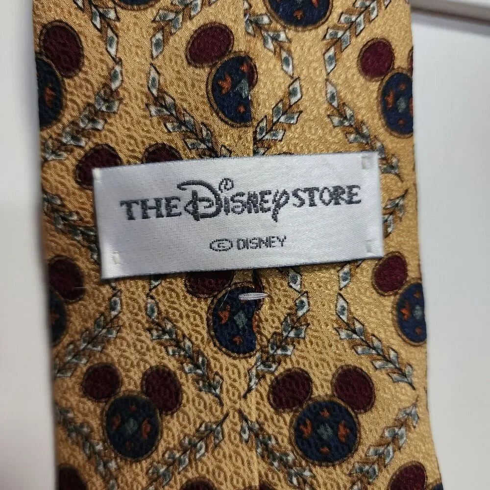 Disney Parks Mickey Mouse 100% Silk Novelty Necktie Yellow Rust Blue Gold